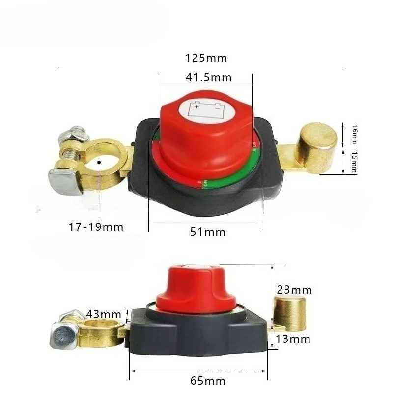 Battery Disconnect Switch Brass Battery Pole Power-off Integrated Switch Car Modification Extension Accessory Power