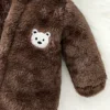 Baby Boy Bear Pattern Hooded Fluffy Fleece Jumpsuit 4