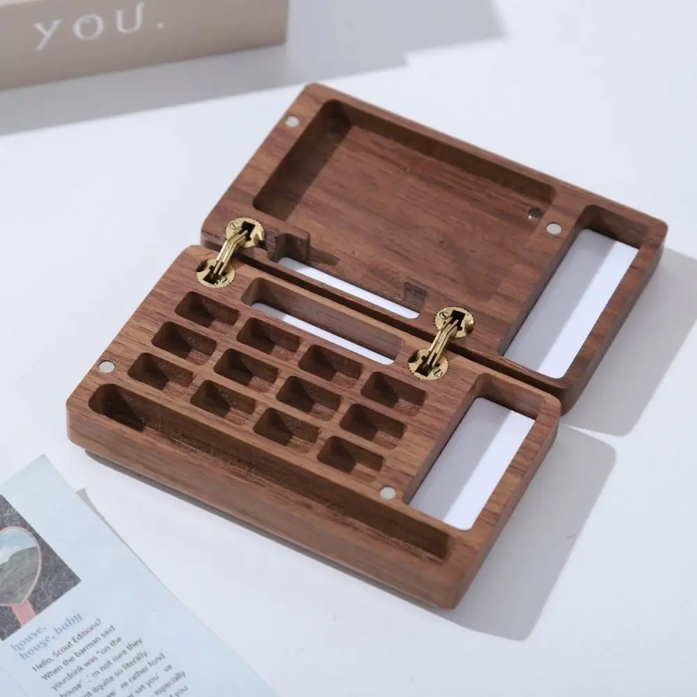 미술용품 호두나무 수채화 팔레트 미니 자석 흡착 믹싱 페인트 트레이 컴팩트 휴대용 페인트 박스 여행용