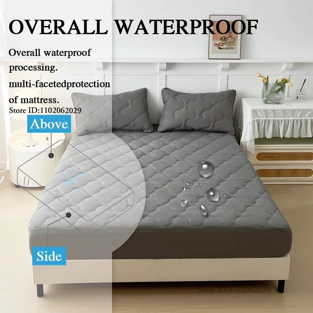 Waterproof Mattress Coverlets Elastic Band Protector Pads Bedspreads Cover Fitted Bed Sheets for Single/Double/King/Queen Bed 6