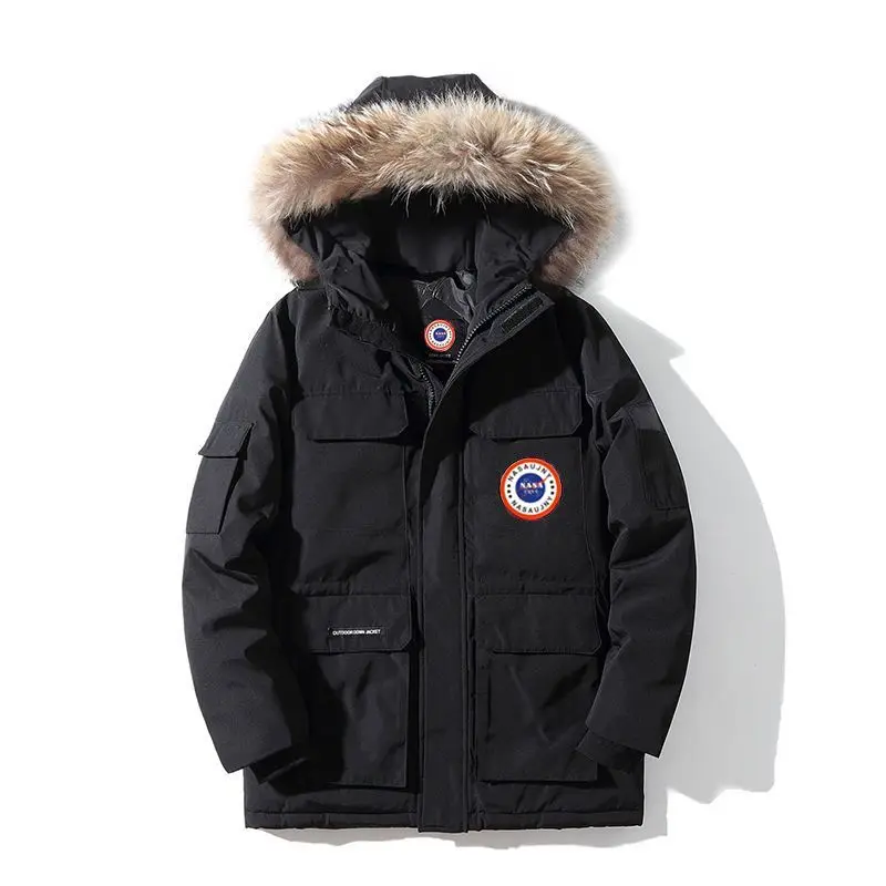 2023 Autumn and Winter New down Jacket Men's Coat Korean Style White Duck down Thickened Hooded Fur Collar Cotton Coat Jacket