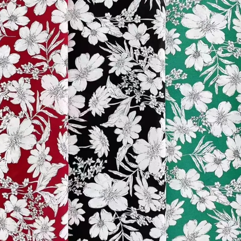 

printed fabric 45s artificial cotton printed cotton silk floral fabric, spring /summer fabric, dress pants clothing fabric