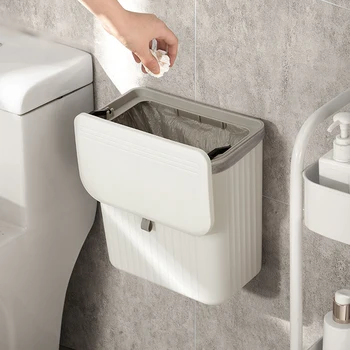 Pattumiera da parete per cucina, contenitore per rifiuti da cucina per uso domestico, secchio per carta igienica sospeso per WC 1