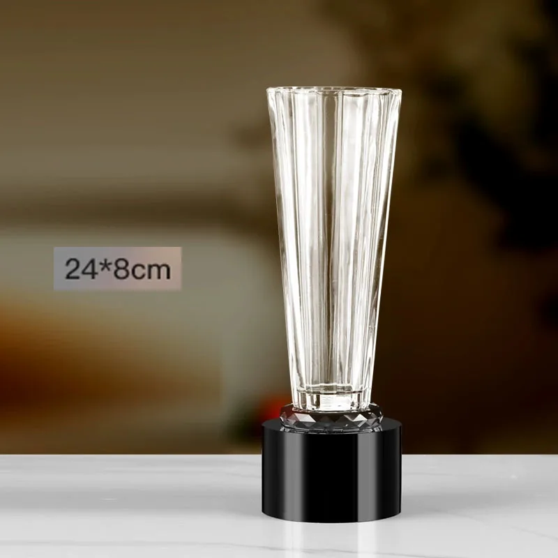 Customized Vase Shaped Crystal Trophy, Annual Meeting Award Outstanding Employees Corporate Creative Home Decoration Honors, 1pc