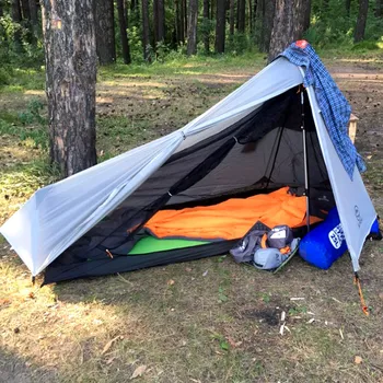 Ultralight 1 Person Tent 15D Silicone Coated Nylon Poleless Backpacking Tent Waterproof for Hiking Camping Outdoor 5