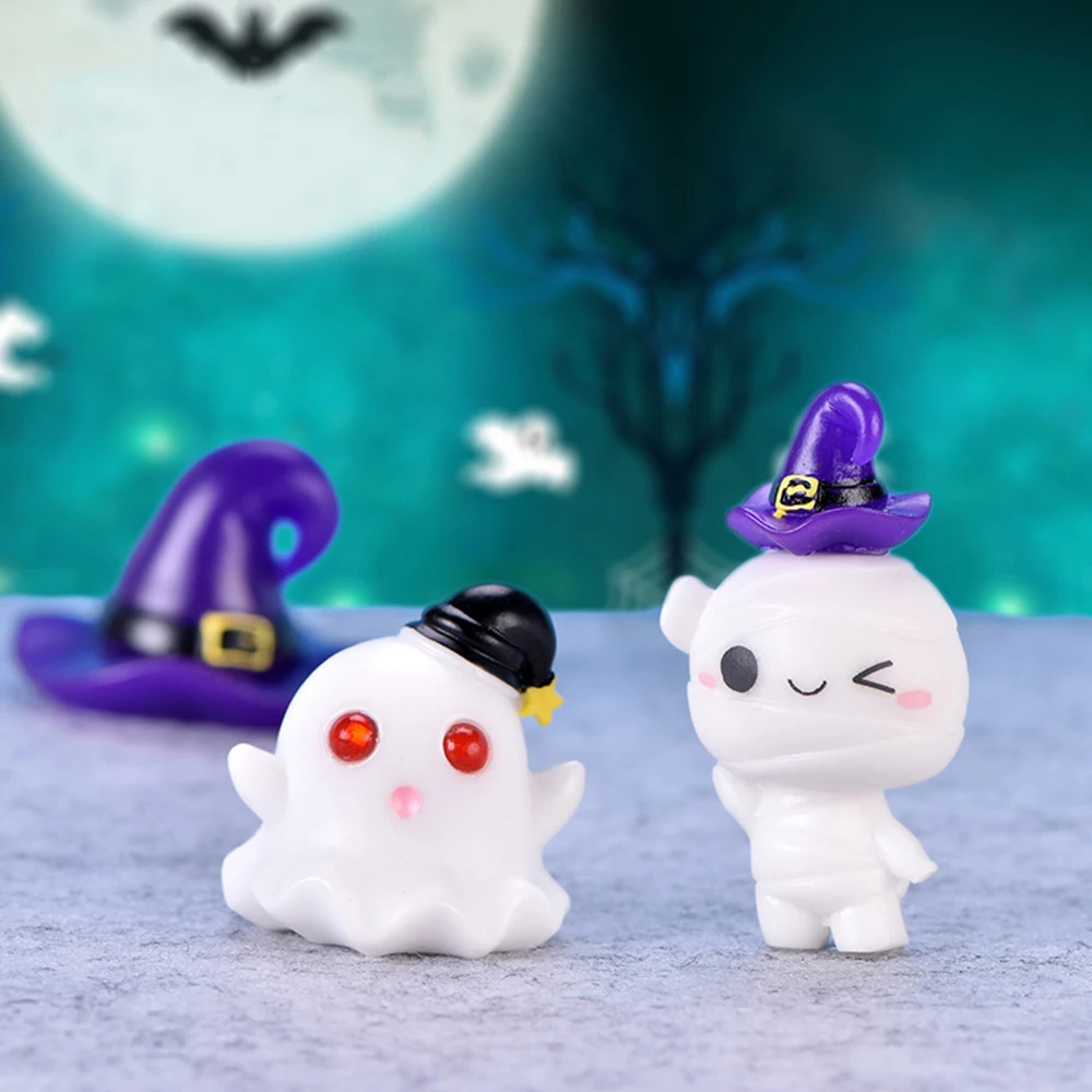 Halloween-Figur Miniatur Niedlicher Geist Kürbis Fledermaus Mini-Ornament Halloween-Dekoration 2026 Mikro-Landschaft für Heim- und Schreibtischdekoration – Detail 6