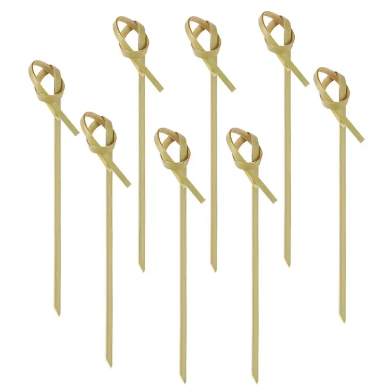 

100pcs Disposable Bamboo Knot Skewers Bamboo Knot Picks Bamboo Picks Cocktail Picks with Twisted Ends for Cocktail Party 9CM