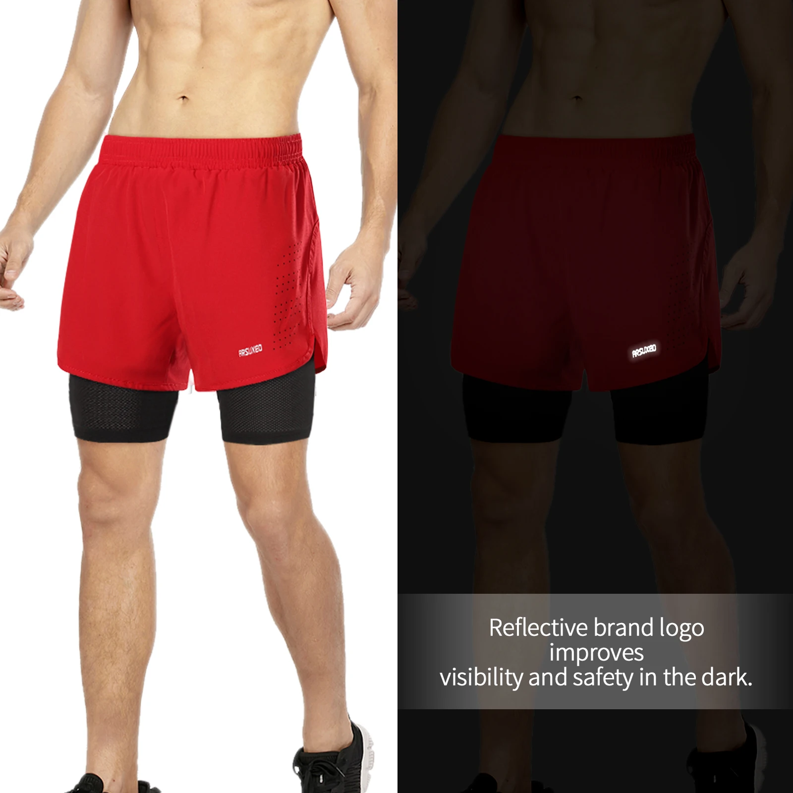 ARSUXEO Men’s Running Shorts 2 in 1 Spring Gym Athletic Training Fitness Outdoor Jogging Short Pants Quick Dry Brearthable  B179 6