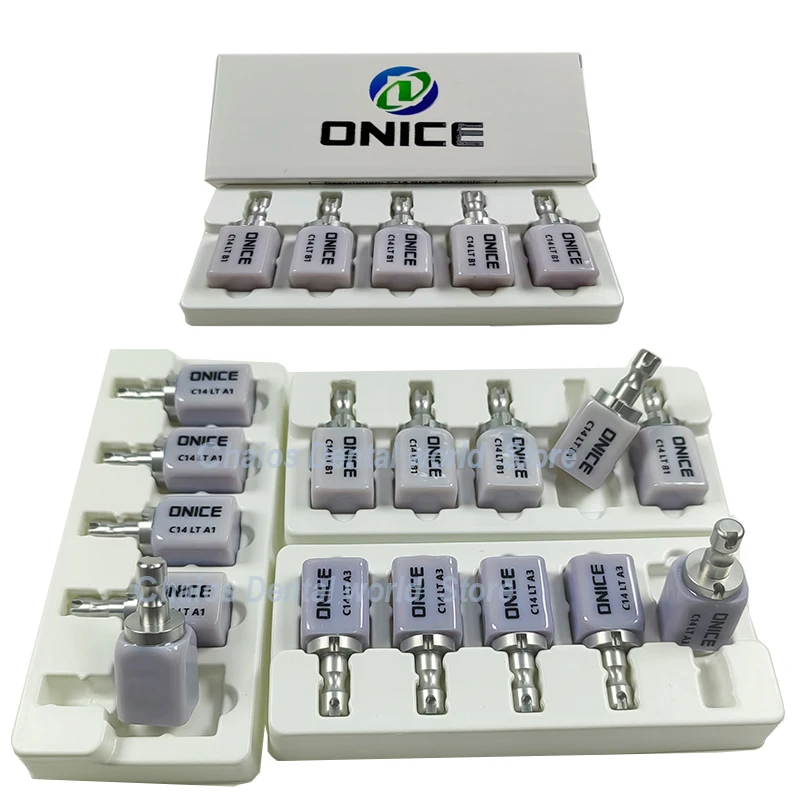 Big Brand Onice Dental Lithium Disilicate C14 Lt/Ht Glass Ceramic Blocks 18*15*13Mm Cad Cam Sirona Cerec Milling System 5Pcs