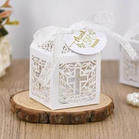 10/50pcs Christening Souvenirs Candy Gift Box With Thank You Tag Baptism Decoration Kids Birthday Party First Communion Supplies 1