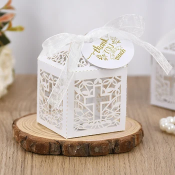 10/50pcs Christening Souvenirs Candy Gift Box With Thank You Tag 1