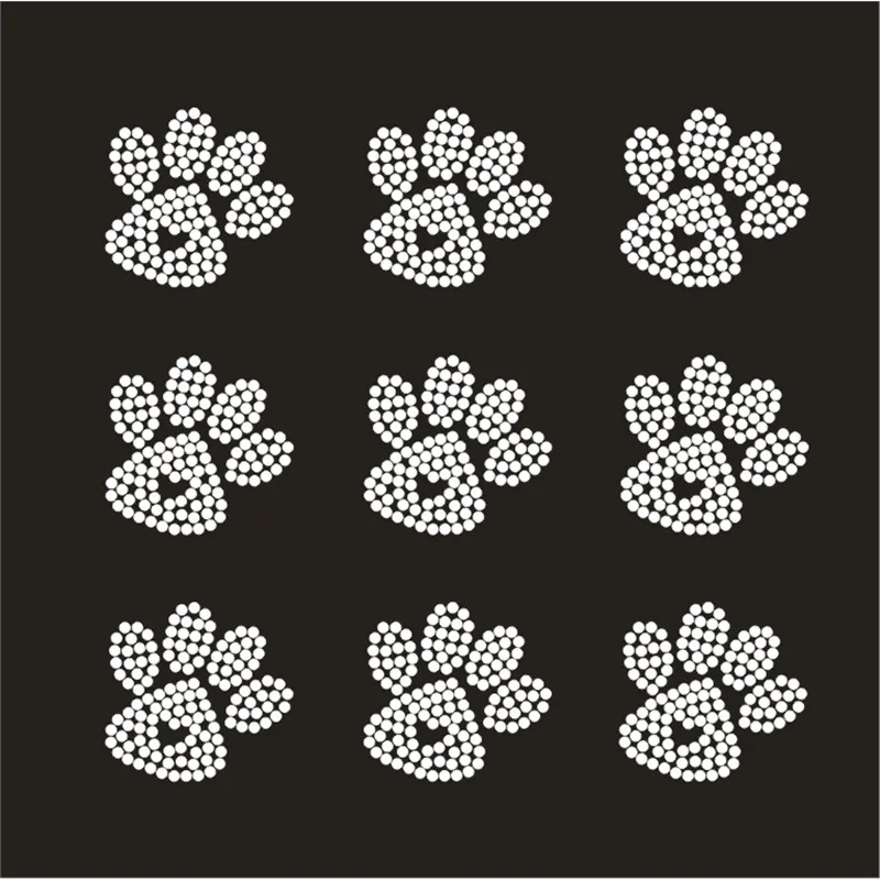 

Paw Heat Transfer Rhinestone Hoodie Strass Crystal Iron-On Patches Appliques For Clothes Custom Diamond Crafts Thermo Stickers