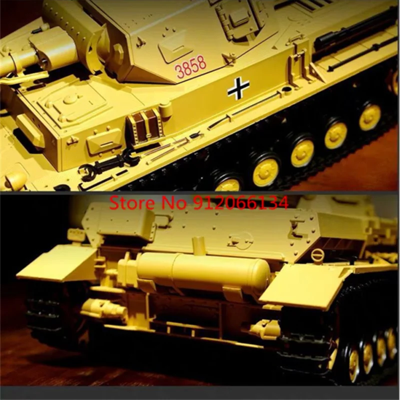 1: 16 Metal Launch Bullet Simulate Recoil Force Remote Control Tank 320 ° Turret Rotation Omnidirectional Driving Smoke RC Tank images - 6