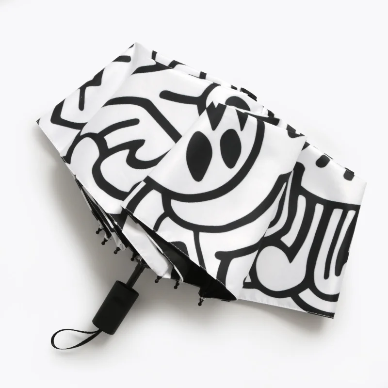 

Cartoon Men's Automatic Umbrella White Sunny And Rainy Creative Strong Stand Umbrella Cute Sombrillas Para Lluvia Y Sol