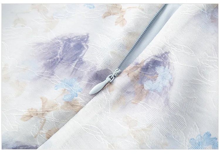 Vestido Cheongsam de verano con mangas abullonadas y estampado de pintura de tinta para mujer