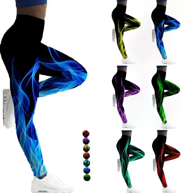 Leggings Women High Waist 3d Flame Fire Printed Sport Legings Yoga