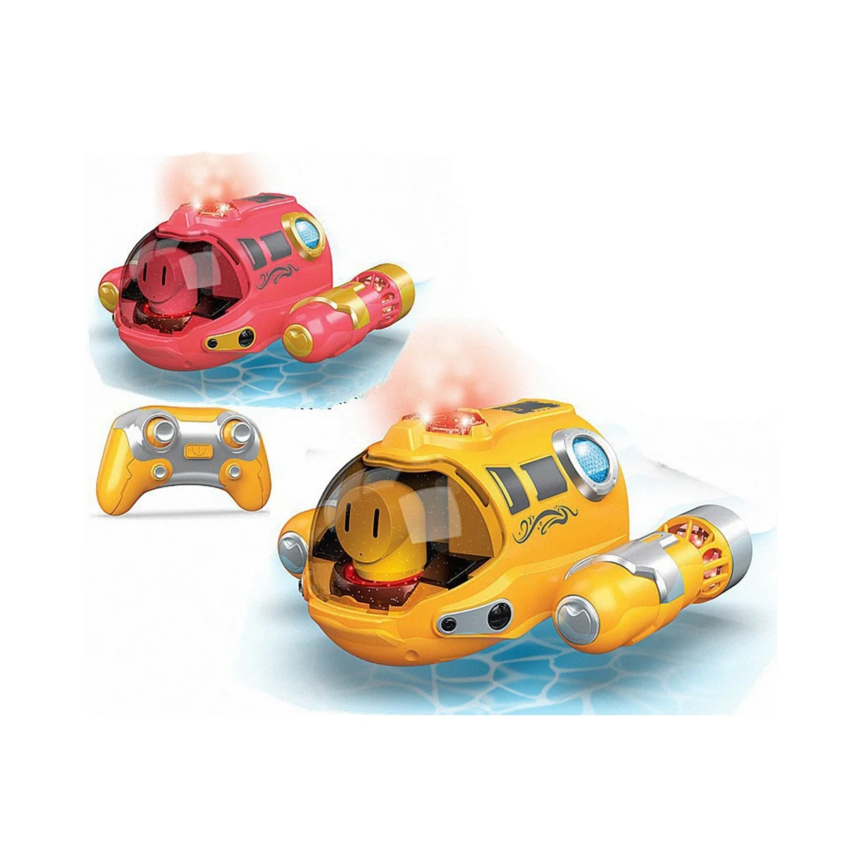 미니 RC 보트 스프레이 리모컨 보트 어린이 물 장난감, 생일 선물, 잠수함 보트 모양 장난감, 노란색, 2.4G