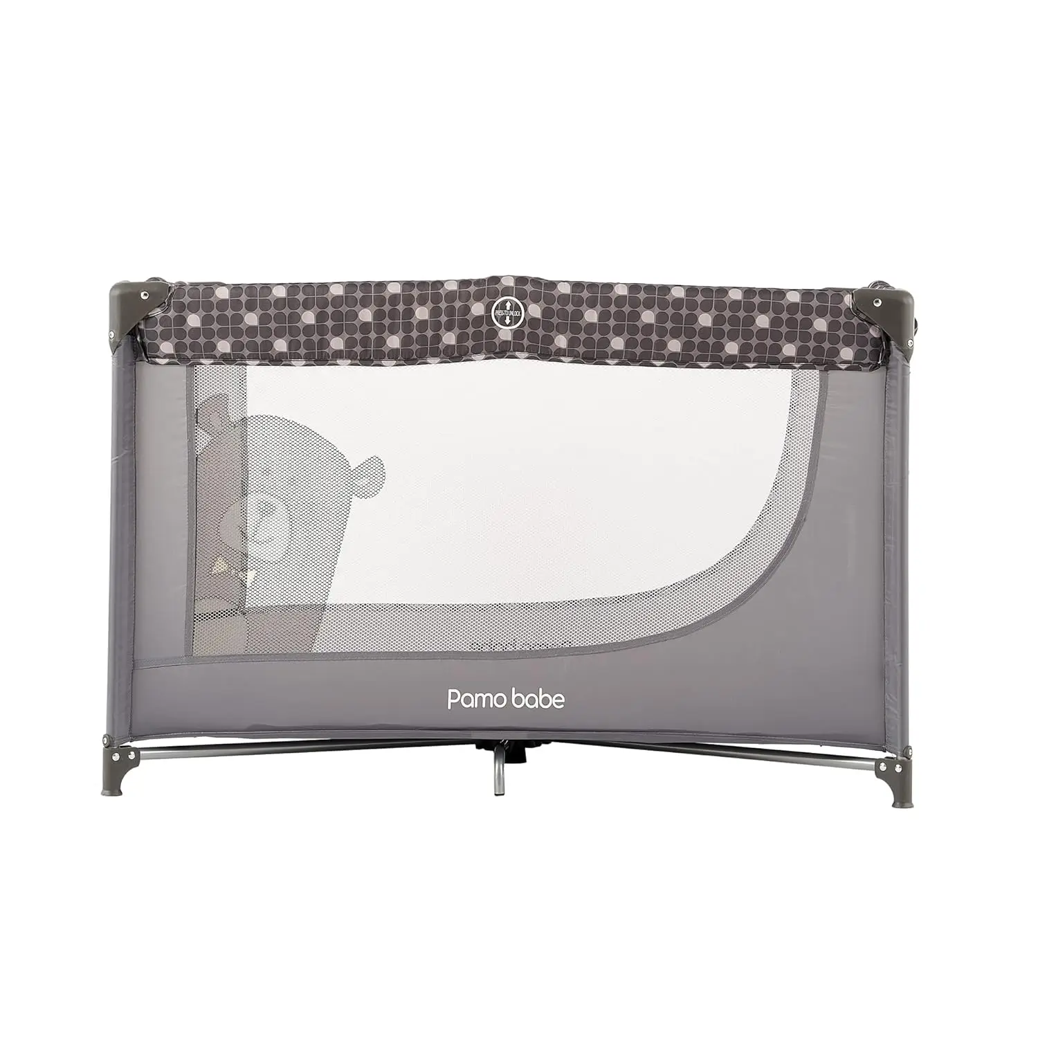 Portable Crib Baby Playpen with Mattress and Carry Bag Grey 4