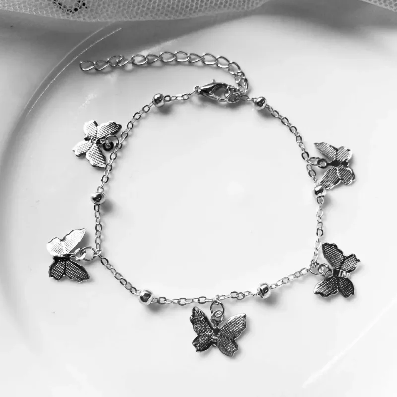 Anklet Bracelets Silver Anklets Ankle Chain Bohemian Trend Fashion Anklets Golden Silver Color Butterfly Accessories for Women Summer Beach Ankle Foot Chain Jewelry