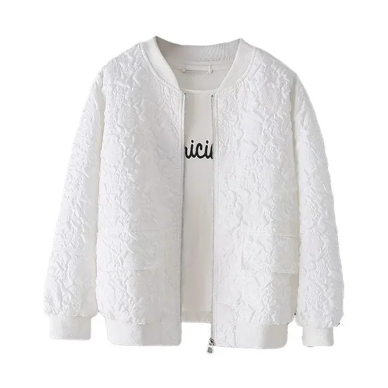 Solid Color Ladies Short Baseball Jacket 2023 New Korean Spring Casual White Jacket Top Female Cardigan Zipper Jackets Fashion 5