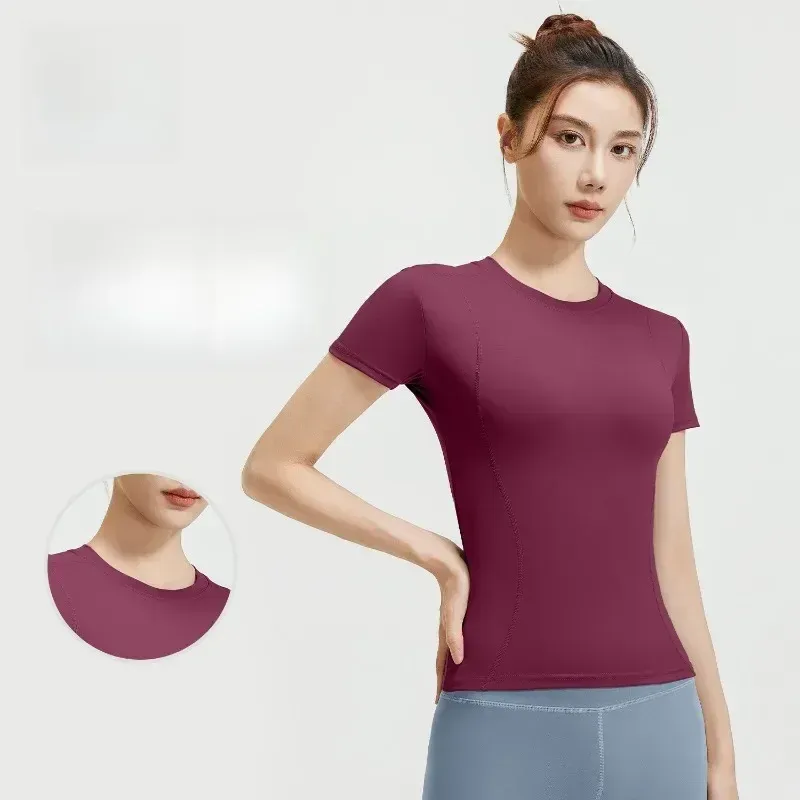 Fashion Casual Sports Tops Women Tight Minimalist Style Short Sleeve T-Shirt Gym Running Yoga Clothing