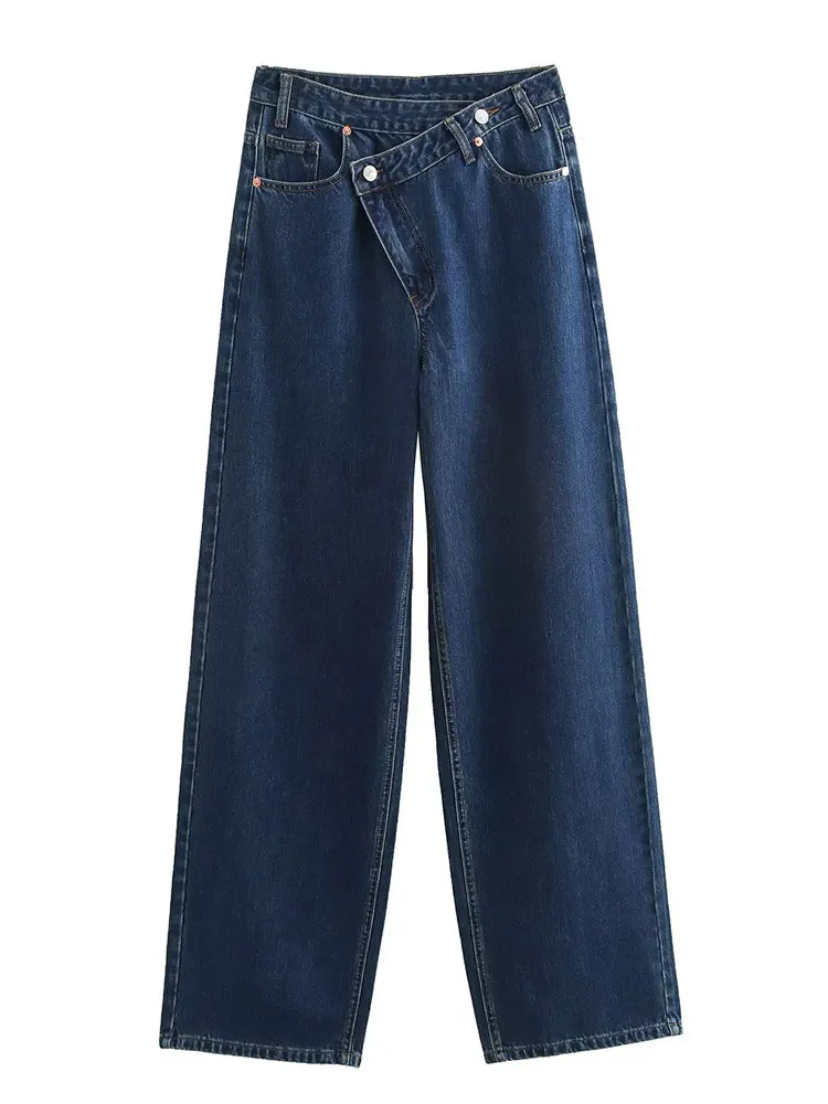 HH Women's Straight Jeans Fashion 2025 High Waist Loose Casual Wide Leg Trousers CommutingFemale Streetwear Denim Pants