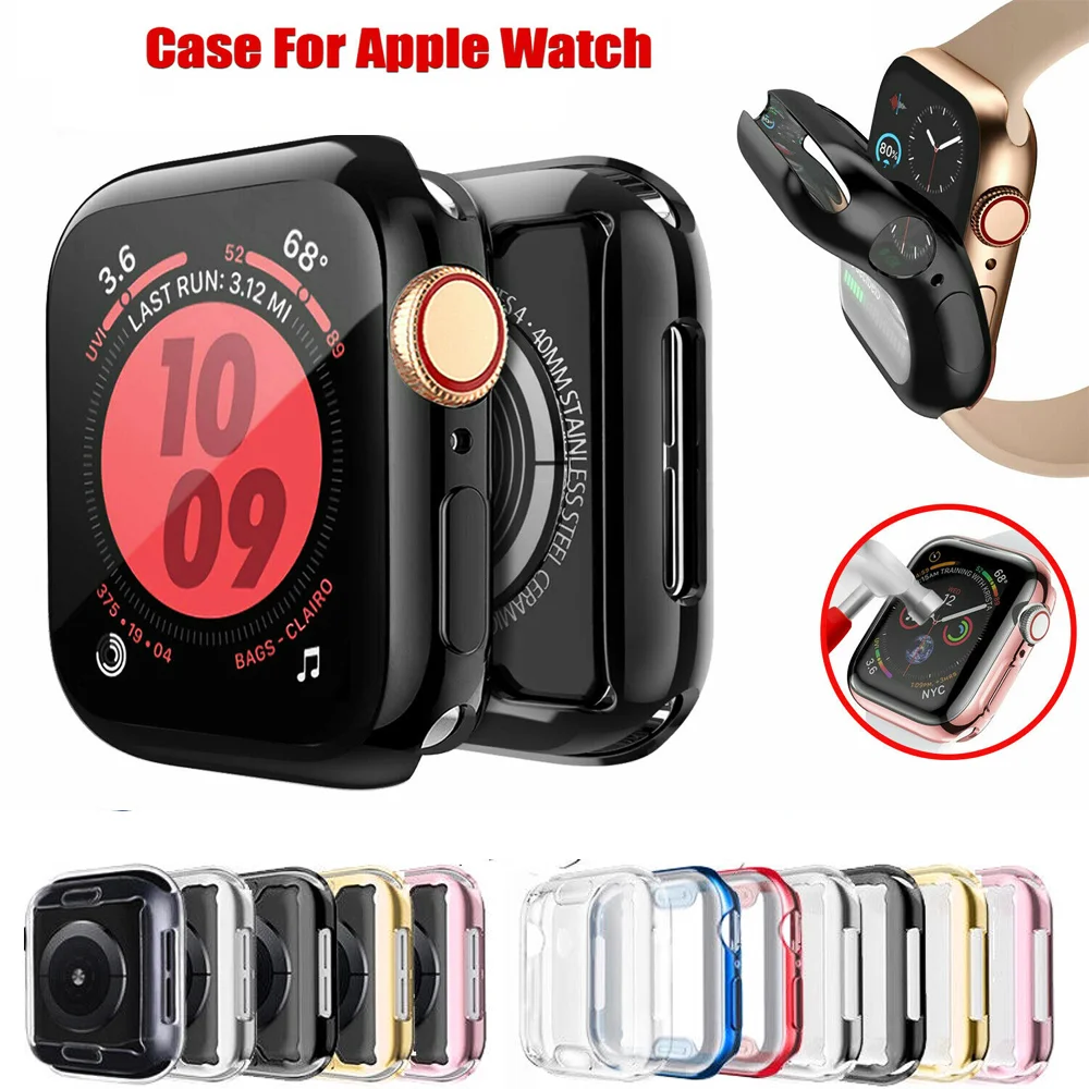Cover In Tpu Per Apple Watch Case Series 9 8 7 6 5 4 3 Se 41Mm 45Mm Proteggi Schermo Per Apple Watch Band Accessori