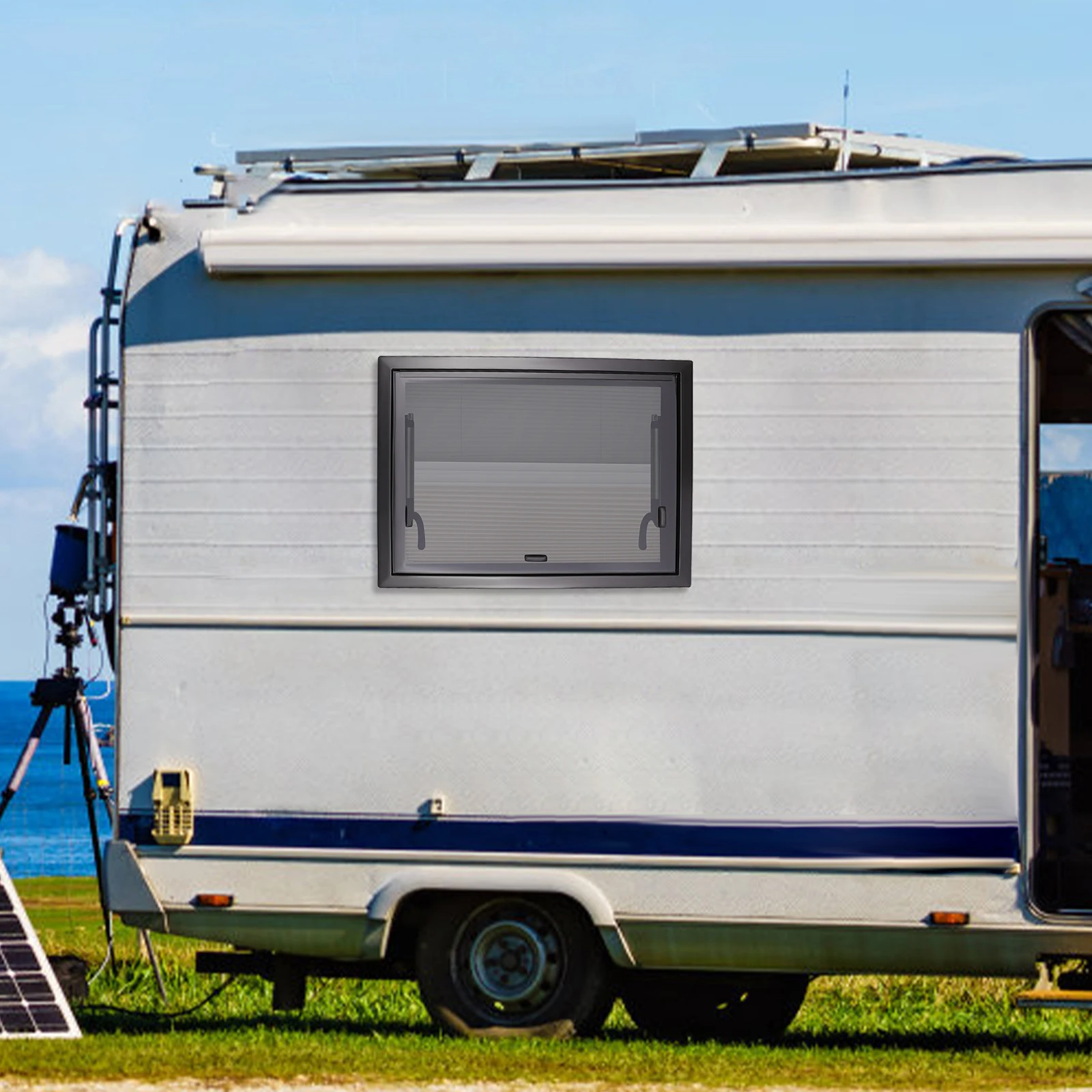 RV Ausstellfenster 65 ° Öffnungsfähiges Gehärtetes Glas RV-Fenster für Wohnmobil Caravan mit Insektenschutz Abschließbarer Griff 23,62x17,72 Zoll – Detail 13