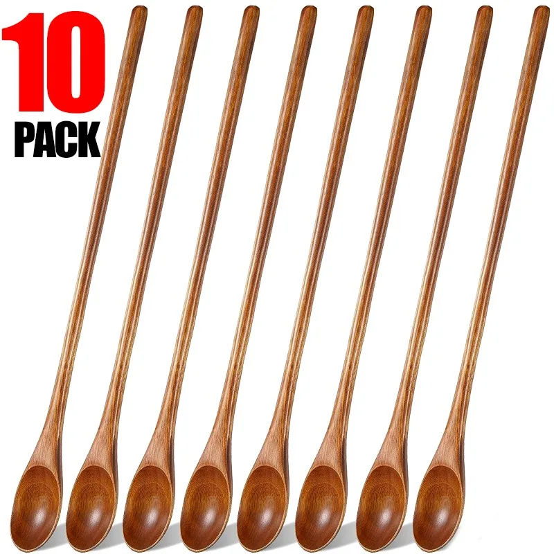 Description Picture 4 of item10/1PCS Kitchen Long Handle Wooden Spoon Soup Spoon Coffee Milk Stirring Spoon Honey Teaspoon Home Kitchen Tableware Accessories
