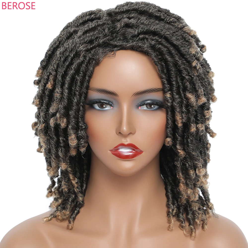 Short Faux Locks Wig for Black Women 6inch Soft Locs Crochet Wigs 1B 27 30 BUG# Faux Locs Braided Wigs perruque tresse africaine