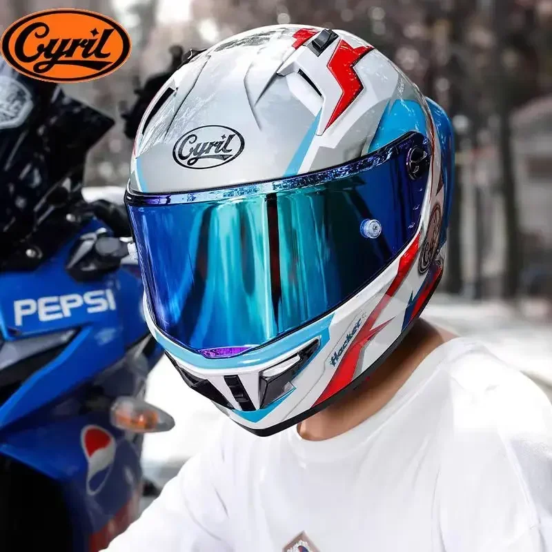 Casco de motocicleta CYRIL, casco integral todoterreno con lentes de colores, capacetes, cascos para moto, aprobado por ECE, ala trasera grande, casco de moto
