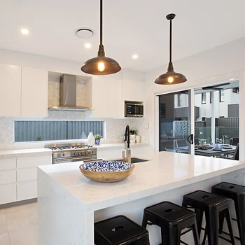 โมเดิร์นไม้สแตนเลส Beige Taverntine เคาน์เตอร์และ PAN Organizer ฐานลามิเนตบุฟเฟ่ต์ Island ตู้ครัวตู้ 1