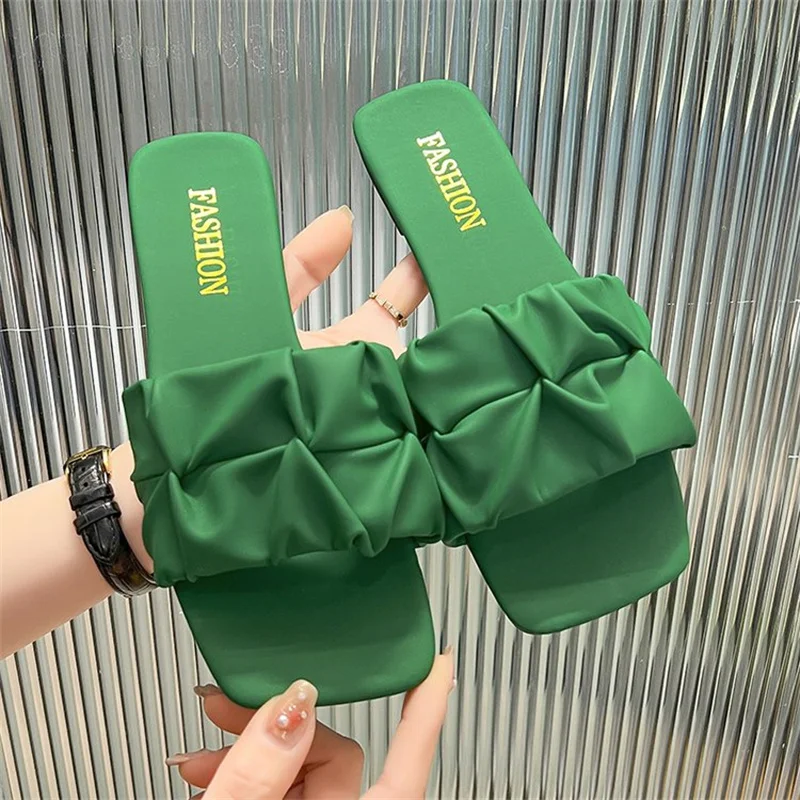 Women's Solid Color Flat Mules, Slip On Point Toe Ankle Strap Buckle Slingback Comfy Shoes, Women's Daily Shoes