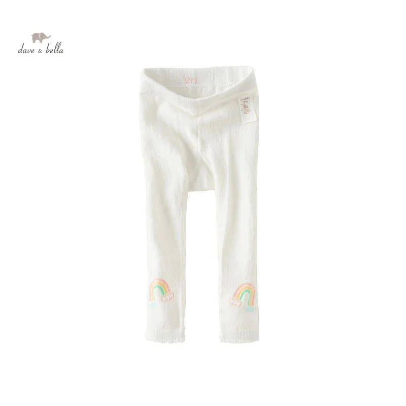 

Dave Bella Girl Baby Elastic Bottoming Pants 2024 New Spring Children's White Pantyhose Fashion Casual Party Outdoor DB1248071