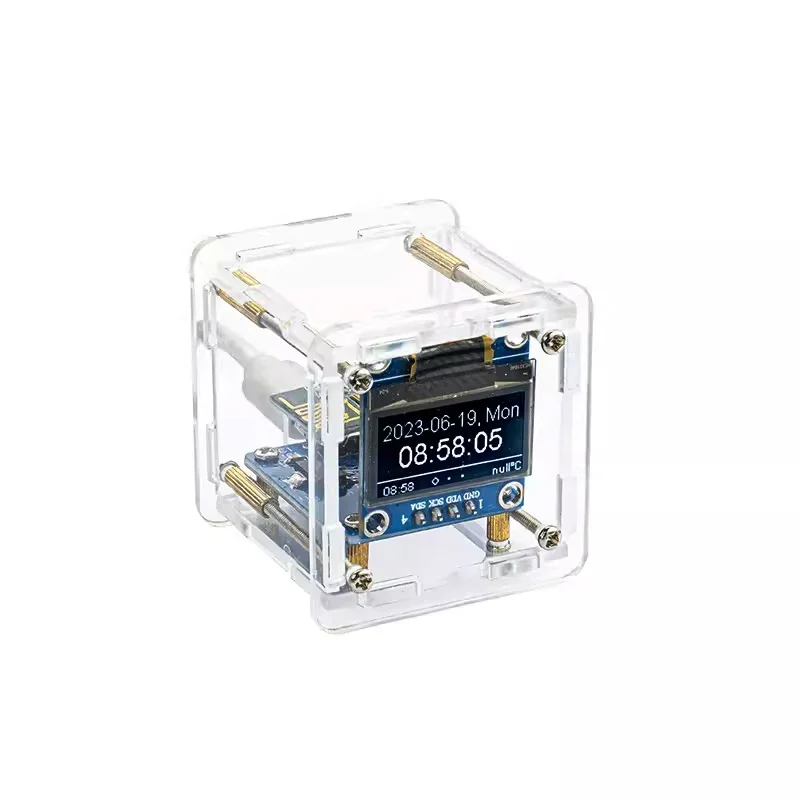 OLED Display Module DC5V ESP8266 DIY electronic kit mini clock kit WIFI networked weather forecast OLED display and casing connection DIY welding