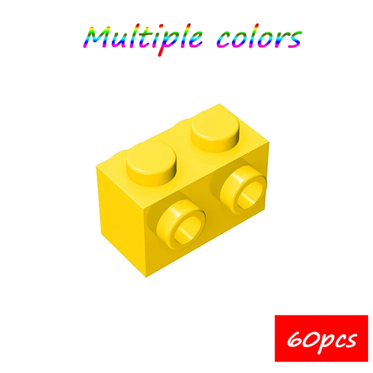 MOC 60PCS 52107 개조 1x2 빌딩 블록 키트 양면 스터드 포함 브릭 입자 퍼즐 DIY 장난감 어린이 생일 선물