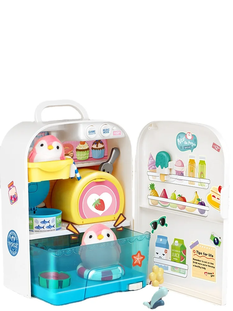 

Greedy Cute Pet Refrigerator Toy Pet Penguin Little Girl Simulation Play House over 3 Years Old 6 Children's Birthday Gifts