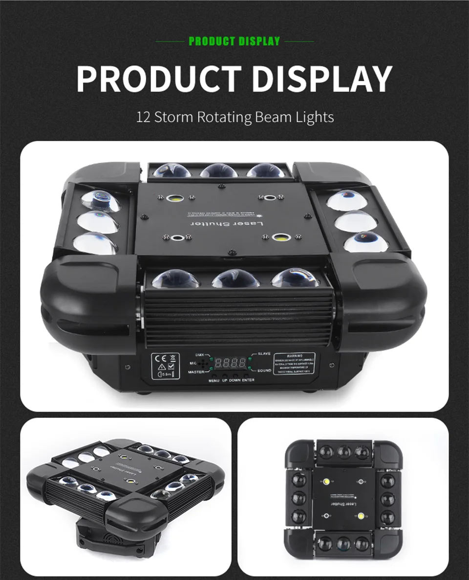 New 12Pcs RGB Spider Laser Light Led Beam Disco Projector Stage Light 3In1 Strob