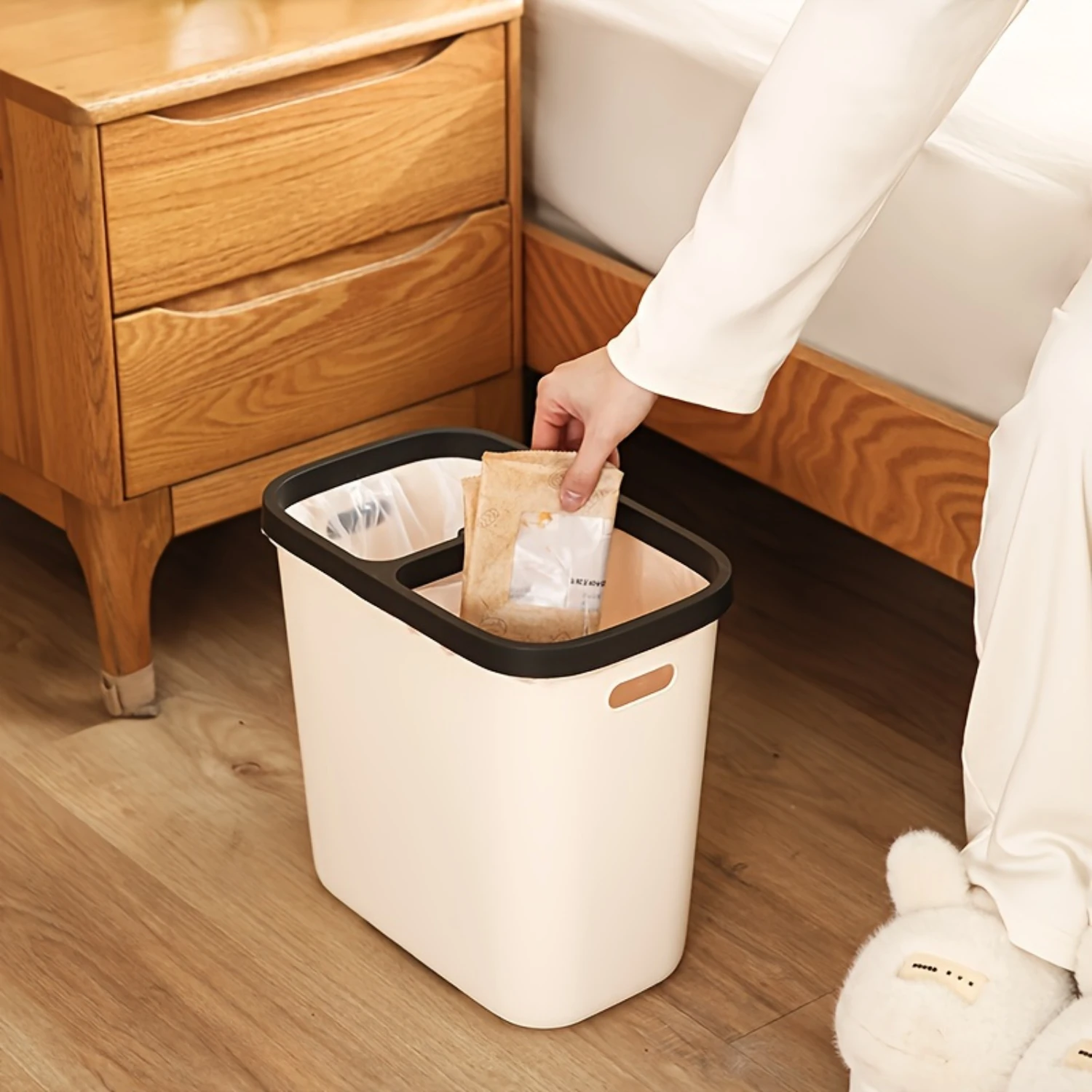 Square Trash Can For Kitchen, Bathroom & Living Room-No Lid Needed, Easy Sorting Waste Bin