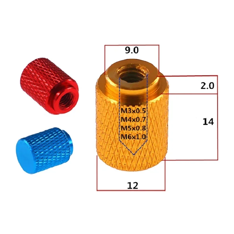 2 Pcs Anodized Aluminum Knurled Thumb Nuts M3 M4 M5 M6 Blind Hole Hand Tighten Adjustment thumb nuts
