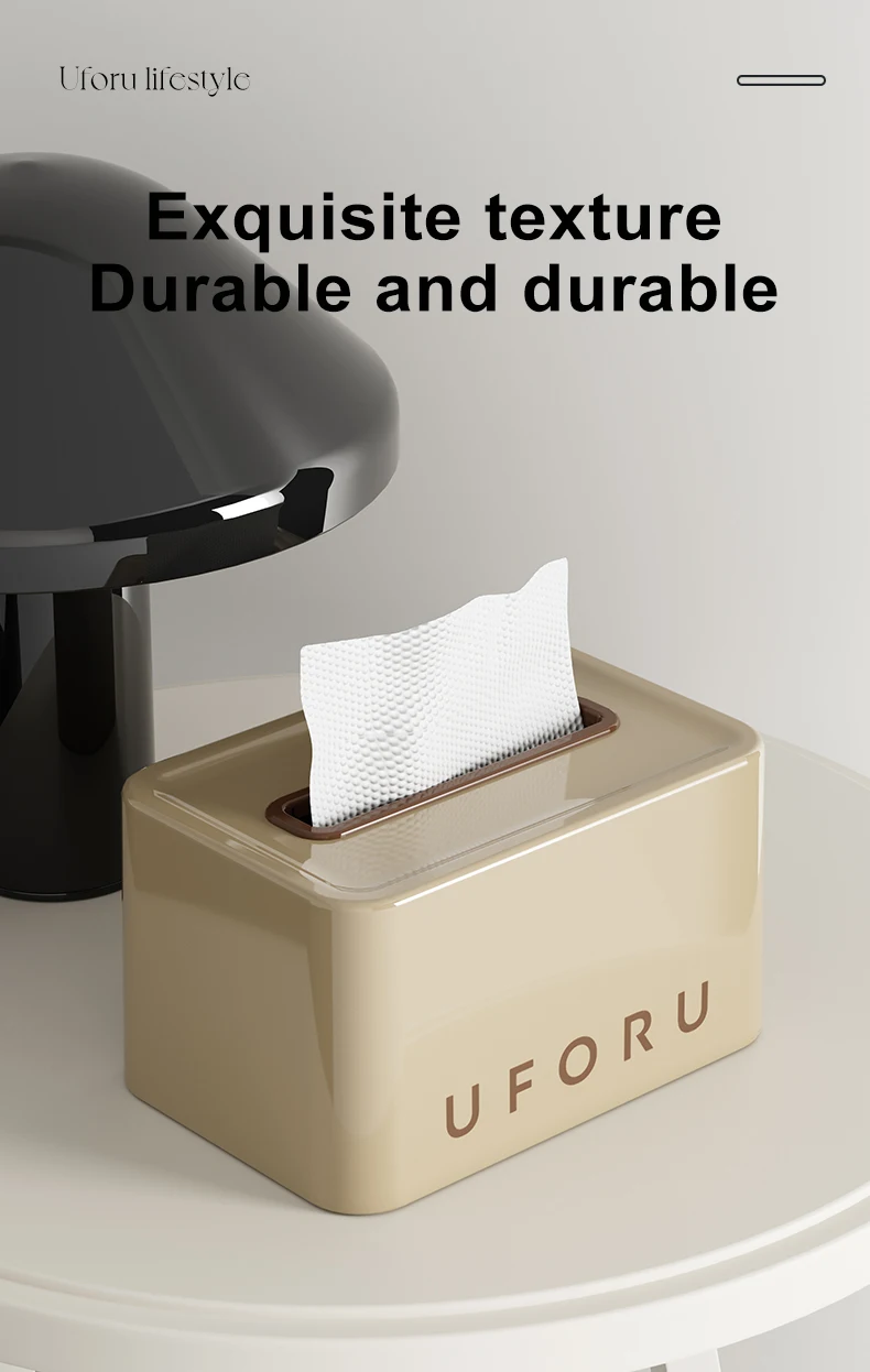 UFORU Spring Papierhandtuchbox für den Haushalt, Wohnzimmer-Tisch-Papierbox, kreative, hochwertige, luxuriöse Desktop-Box – Detail 5