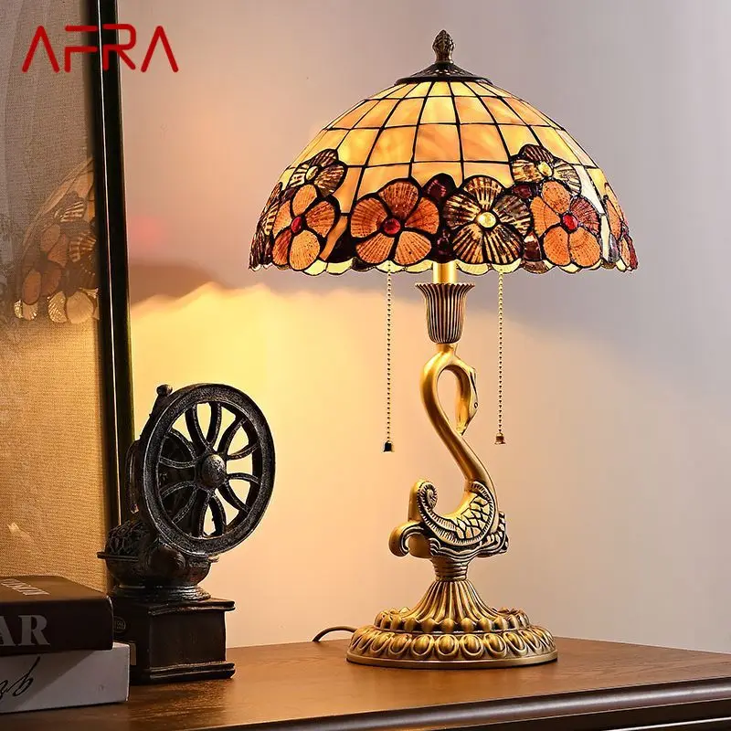 

AFRA European Retro Brass Table Lamp LED Modern Creative Swan Copper Desk Light for Home Living Room Bedroom Decor