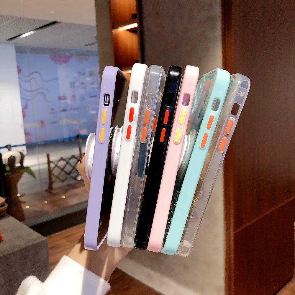 Case for iPhone 11 13 12 Pro Max Mini Case for iPhone 7 8 6 6S Plus XR X XS Max Cases Glitter Sequins Silicon Cover Phone Holder