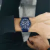 2024 New Multi functional Watch Hannah Martin Brand 46mm Blue Silver Stainless Steel Leisure Quartz Timing Watch Freee Shipping 6