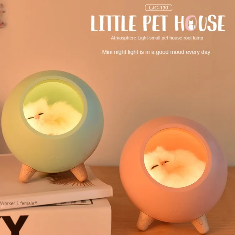 

Bluetooth Speaker Little Cute Cat House Night Light Cute Kitten Bedside With Sleeping Light USB Charging Touch Atmo Sphere Light