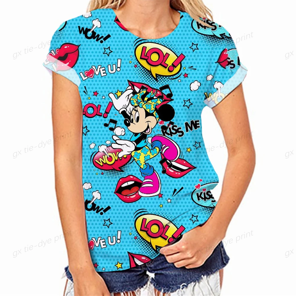 

Disney Mickey Mouse T-Shirt Cartoon Funny Crew Neck T-Shirt Girls Casual Streetwear Ladies Summer Harajuku Girls Tops