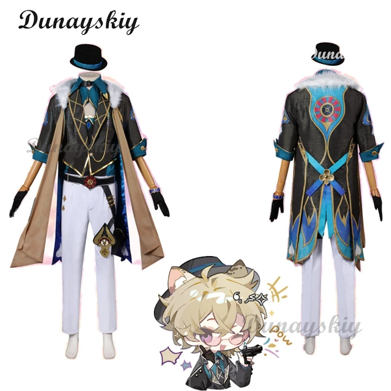 

Game Honkai Star Rail Aventurine Cosplay Costume Party Suit With Hat Halloween Carnival Uniform Anime Clothing Custom Made