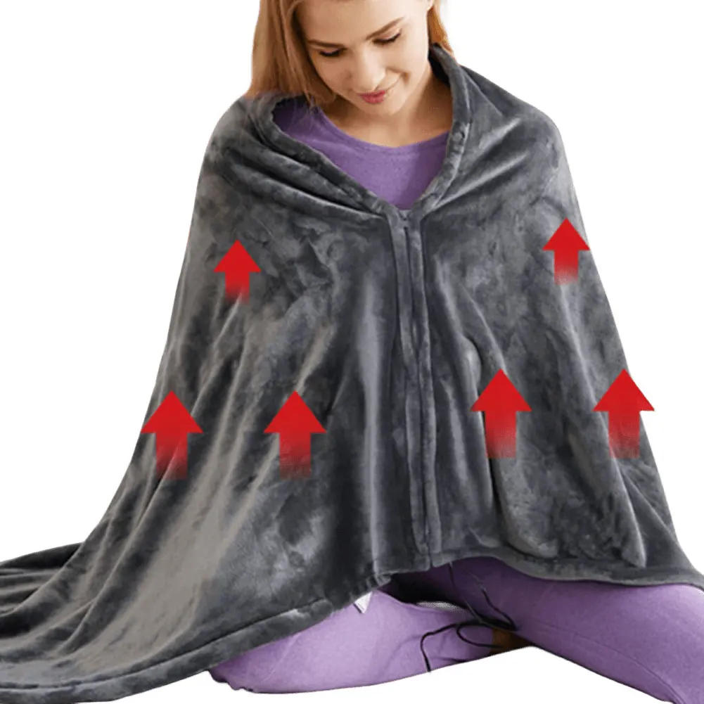 Electric Heated Fleece Blanket with USB Charging for Home and Office
