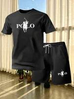 Ensemble de mode pour jeunes européens et américains, manches courtes, été, col rond, t-shirt à manches courtes, shorts, ensemble sport deux pièces 6