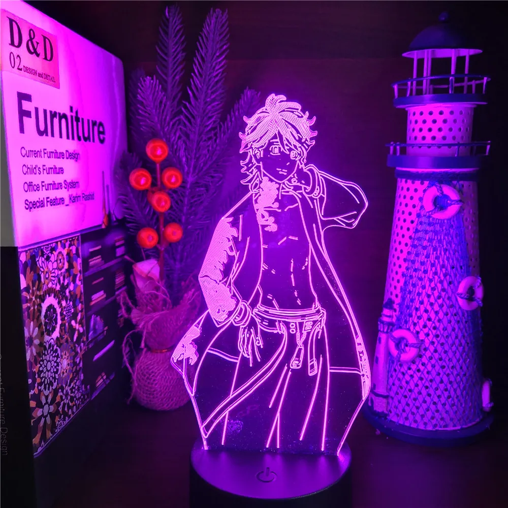 dinosaur night light Anime Tokyo Revengers  3D Lamp Kazutora Hanemiya Figure Led Night Light Colorful Lampara For Kids Bedroom Table Decor Manga Gift wall night light